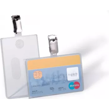 DURABLE ID-kortinpidin klipsillä 1 kortille, läpinäkyvä, 25 kpl (811319)