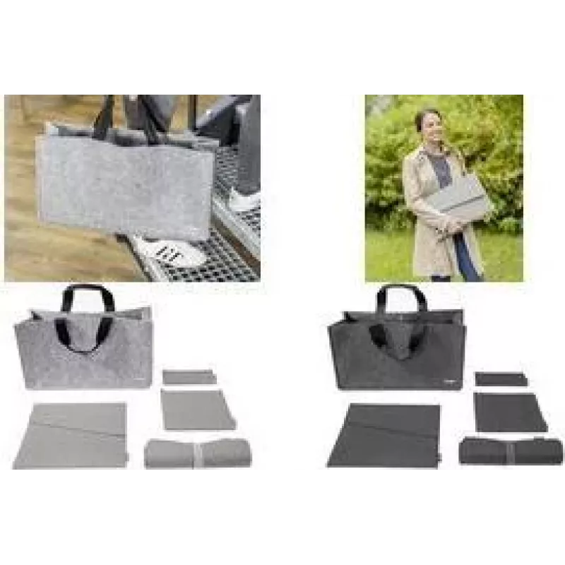 SIGEL BAB02 Desk Sharing Bag Basic L, tummanharmaa, 5-osainen setti