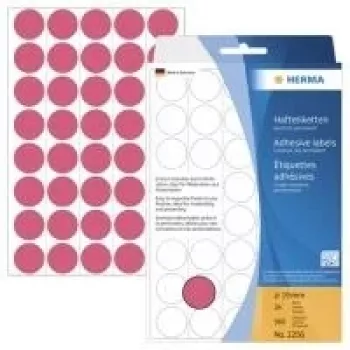 HERMA 2256 pysyvästi kiinnittyvät pyöreät tarrat loistopunainen 19 mm, 960 tarraa (24 arkkia x 40)