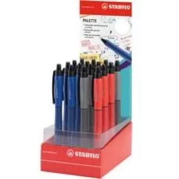 STABILO Palette Rollerball-Stift Thekenaufsteller, 16 verschiedene Gel-Tinten-Stifte, 0,4 mm einziehbar, Metallspitze 268/16-01