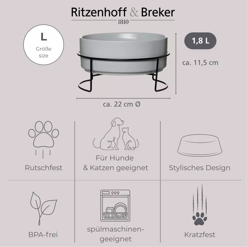 Ritzenhoff & Breker TARO kulhosetti 1,8L harmaa kivitavara keramiikka 450484