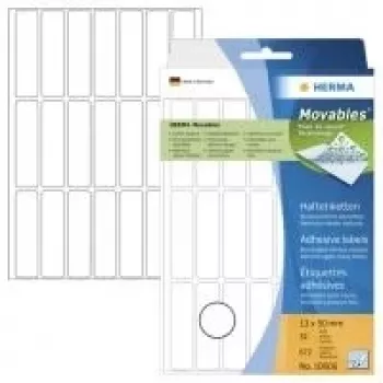 HERMA Movables 10606 itseliimautuvat paperitarrat, mattavalkoinen, 13 x 50 mm, 672 tarraa (32 arkkia x 21), jäämättä irrotettava