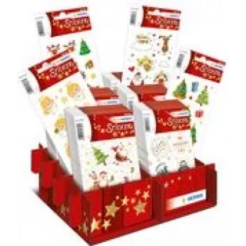 HERMA joulutarrat DECOR Glitzernde Weihnachtszeit display, paperitarrat glitter-viimeistelyllä, klassisia jouluaiheita, 1 display (15624)