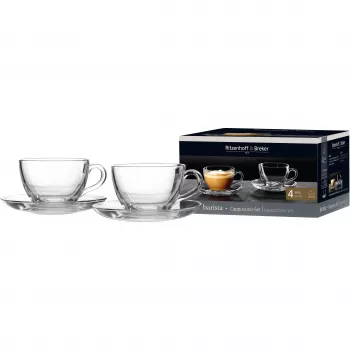 Ritzenhoff & Breker BARISTA cappuccino-sarja, 4-osainen, kirkas lasi, 220 ml kupit, konepesunkestävä 822021