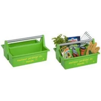 allit McPlus Carry Jardinier työkalu- ja puutarhakori, vihreä, ergonominen alumiinikahva, 2 suurta lokeroa, 1 kpl (8500906006)