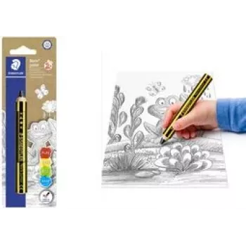 Staedtler Noris Junior grafiittikynä - 2B, musta/keltainen raidallinen, pyöreä varsi, yksittäiskappale 141-2B BK