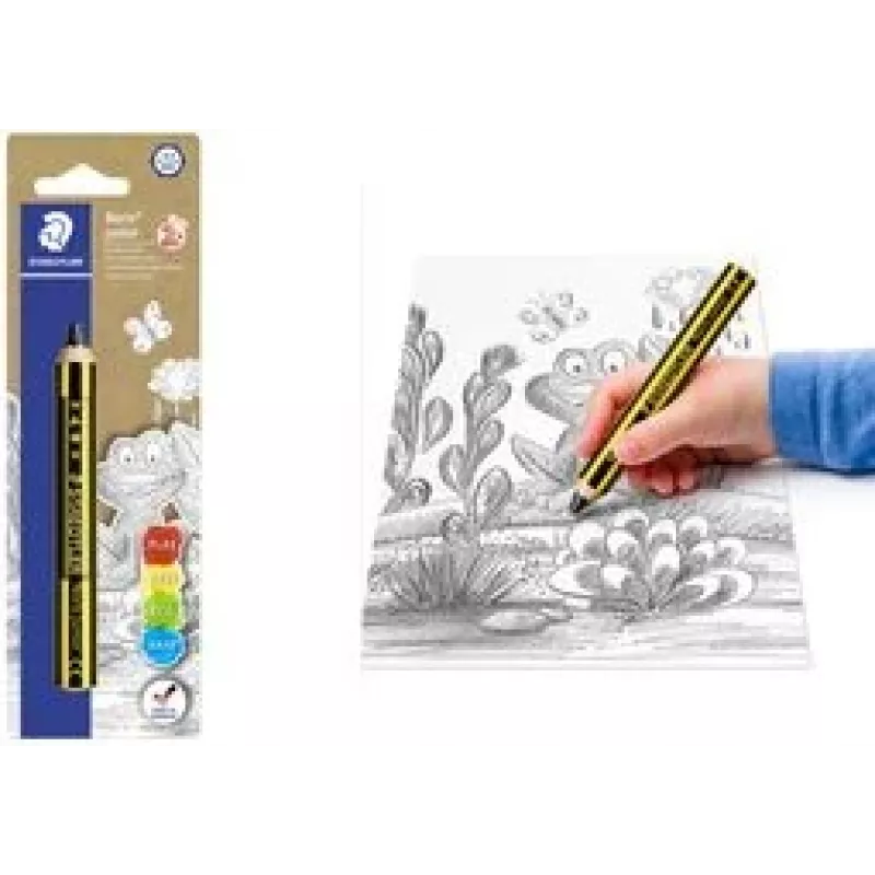 Staedtler Noris Junior grafiittikynä - 2B, musta/keltainen raidallinen, pyöreä varsi, yksittäiskappale 141-2B BK