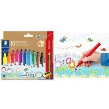 STAEDTLER Noris jumbo kuitukärkitussi, 3,0 mm, kolmikulmainen, pestävä, säästöpakkaus 10 kpl 328-B C10P