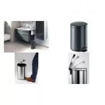 DURABLE poljettava roskakori metalli 20L pyöreä hopea 341258