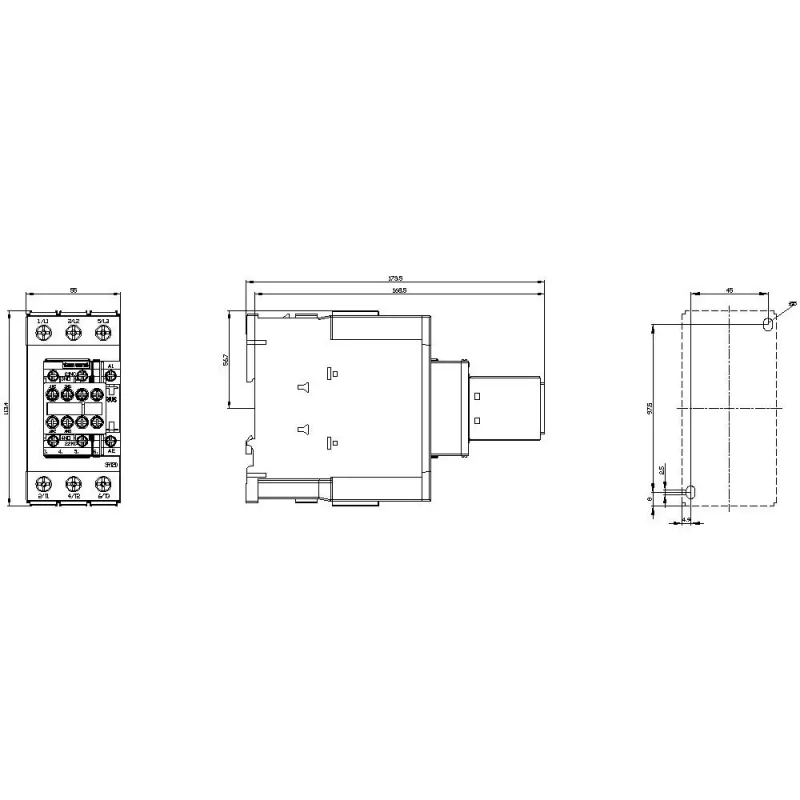 SIEMENS kontakti AC-3 22kW/400V 2NO+2NC 230V AC 50A S2 ruuviliittimet (3RT20361AP04)