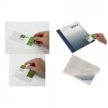 DURABLE POCKETFIX itseliimautuva tasku 90x57 mm, peukaloaukko, läpinäkyvä, 100 kpl:n pakkaus 837919