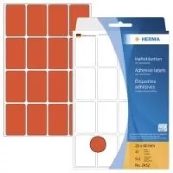 HERMA pysyvät tarrat punainen 25 x 40 mm 512 tarraa (32 arkkia x 16) 2452