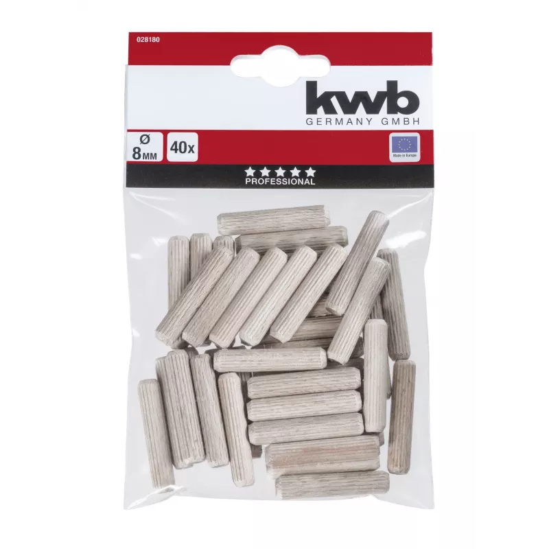 KWB 028180 puutapit 8 x 40 mm, 40 kpl, pyökki