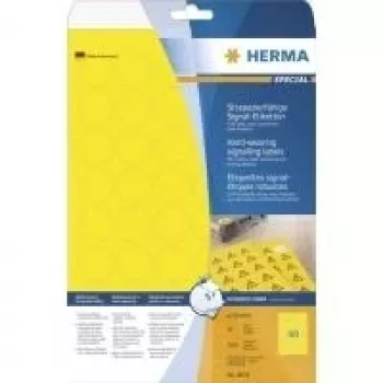 HERMA Special 8034 itseliimautuvat säänkestävät mattapintaiset kalvotarrat ulkokäyttöön, keltainen, 30 x 30 mm, 1200 tarraa (25 arkkia x 48)