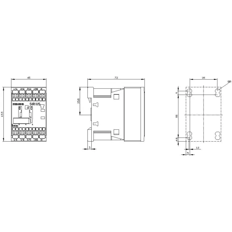 Siemens SIRIUS 3RT2 tehokontaktori 3RT20162AB01, 3-napainen, 7,5 A, 24 V AC käämi, ruuviliittimet