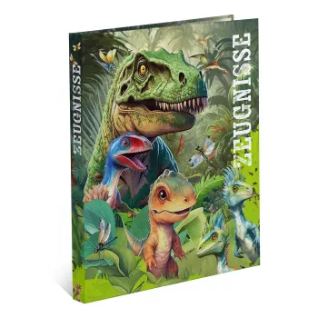 HERMA Dino World A4 rengaskansio, tukevaa kartonkia, 2-rengasmekanismi, 30 mm selkä, kauttaaltaan painettu, todistuksille ja koulutarvikkeille 20160