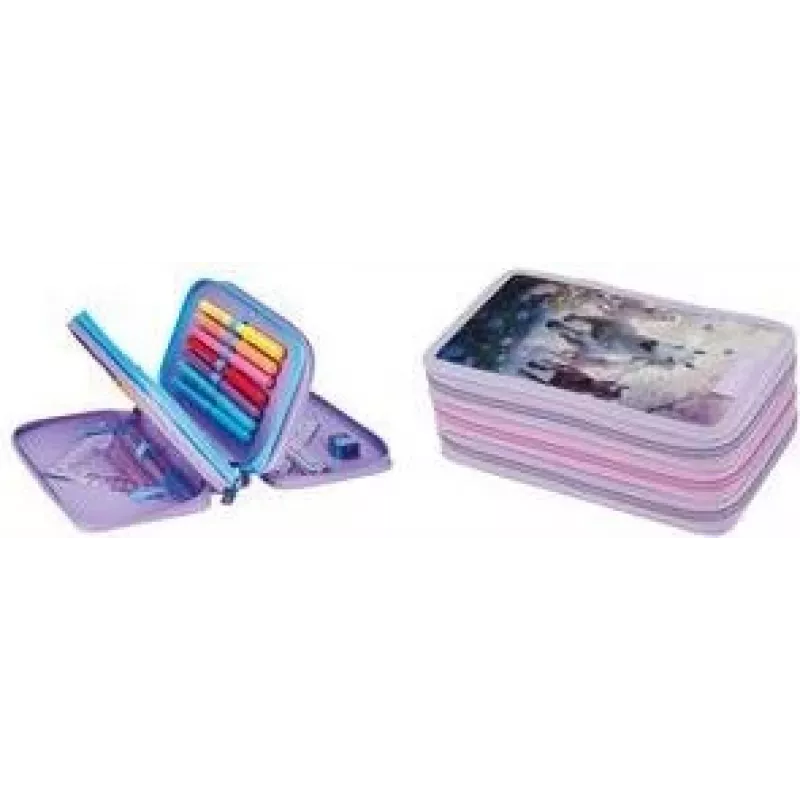 Herlitz TriCase Whisper Mane 31-osainen penaali, polyesteri, 3 lokeroa, 3 vetoketjua 400205915