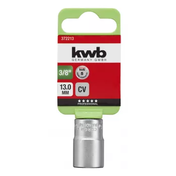 KWB 372213 3/8 tuuman vääntö 13 mm 6-kulmainen kromi-vanadiini-hylsyavain