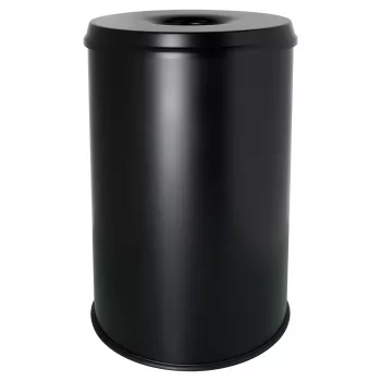 HELIT H2515695 teräsjäteastia liekinsammuttimella, 30 L, musta, pyöreä, Ø335 x 470 mm