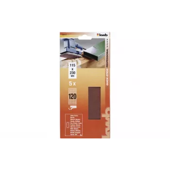 kwb 818912 hiomapaperiarkki karkeus 120, 230 mm x 115 mm, 5 kpl