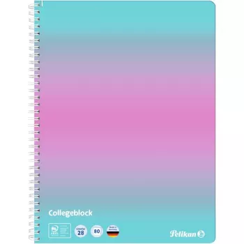 Pelikan collegelehtiö Color Edition A4 minttu/roosa viivoitettu 2 reunuksella, 80 arkkia, 70 g/m² puuvapaa, 4-rei'itetty, 1 kpl 400197019