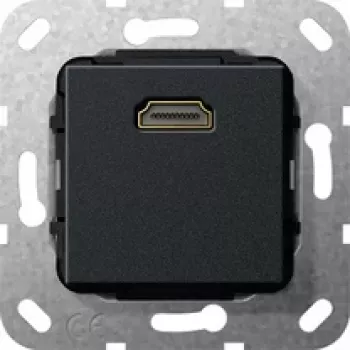 Gira HDMI seinäpistorasia 2.0a+ HDR, 1-portti, mattamusta 567010