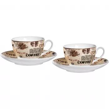 Ritzenhoff & Breker CREMA cappuccino-sarja, 4-osainen, posliini, kuviopainatus, konepesunkestävä 422108