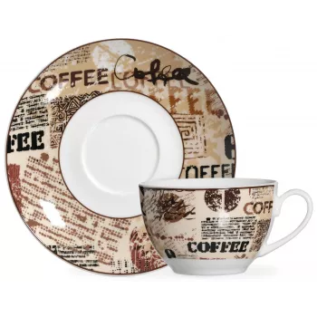 Ritzenhoff & Breker CREMA cappuccino-sarja, 4-osainen, posliini, kuviopainatus, konepesunkestävä 422108
