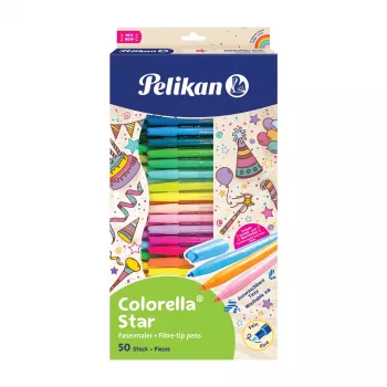 Pelikan Colorella Star C302/50 huopakynäsarja, 50 eri väriä, vesipohjainen pestävä muste, ilmastoidut korkit 825092