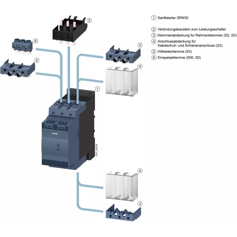 SIEMENS SIRIUS 3RW30361BB04 pehmokäynnistin, 400V, 32A, 15kW, 24V AC/DC ohjaus