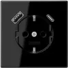 JUNG LS 1520-15 CA SW SCHUKO-pistorasia 16 A USB-laturilla 1 x Type-A + 1 x Type-C, Safety Plus, sarja LS, musta
