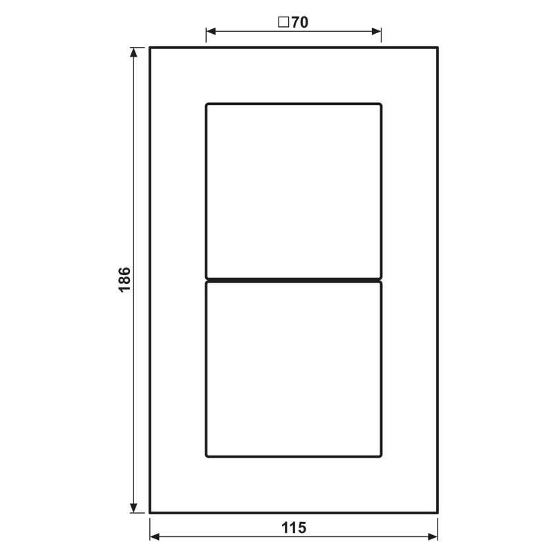 JUNG LSP 982 GLAS lasikehys 2-osainen, LS PLUS, 115 x 186 x 11 mm