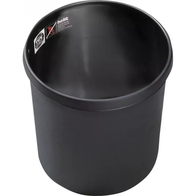 HELIT H6106495 paloa hidastava pyöreä jäteastia, 18 L, musta