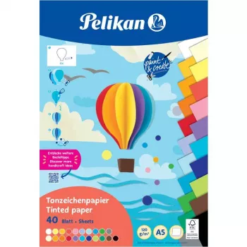Pelikan värillinen kartonkilohko DIN A5, 40 arkkia, 120 g/m², 21 väriä, ylhäältä liimattu 300002259