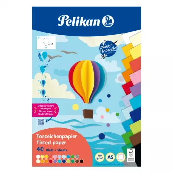Pelikan värillinen kartonkilohko DIN A5, 40 arkkia, 120 g/m², 21 väriä, ylhäältä liimattu 300002259