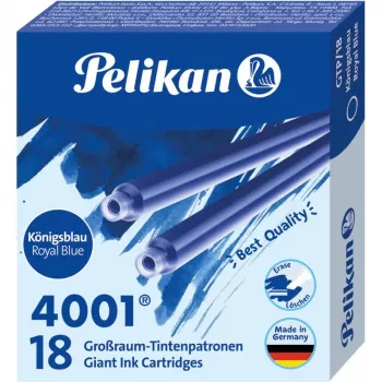 Pelikan 4001 GTP/18 kuningsininen vakiomustepatruuna suurkapasiteetti, 18 kpl:n pakkaus 300735