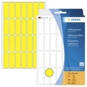 HERMA 2361 keltaiset mattapintaiset pysyvästi itseliimautuvat paperitarrat, 13 x 40 mm, 896 tarraa (32 arkkia x 28)