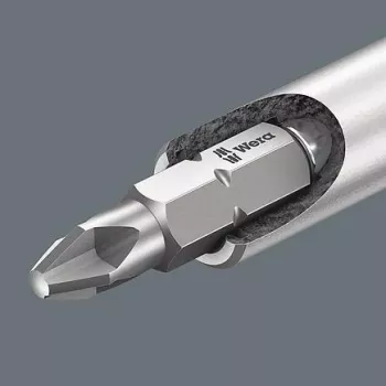 Wera 05073406001 ruostumattomat ruuvauskärkisarja, 7-osainen, Phillips PH1/PH2, Pozidriv PZ1/PZ2, ura 1,0x5,5, Hex-Plus 4/5 mm, 1/4 tuuman kuusioistukka, 25 mm pituus