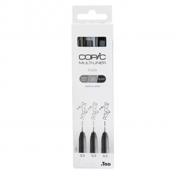 COPIC Multiliner finelineri musta 0,5 mm, 3 kpl (22075633)