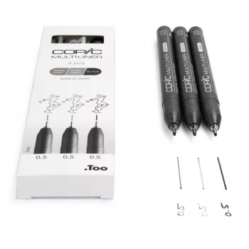 COPIC Multiliner finelineri musta 0,5 mm, 3 kpl (22075633)