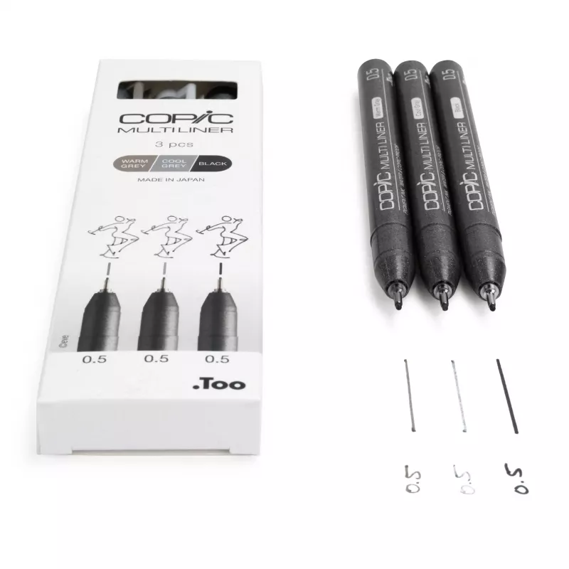 COPIC Multiliner finelineri musta 0,5 mm, 3 kpl (22075633)