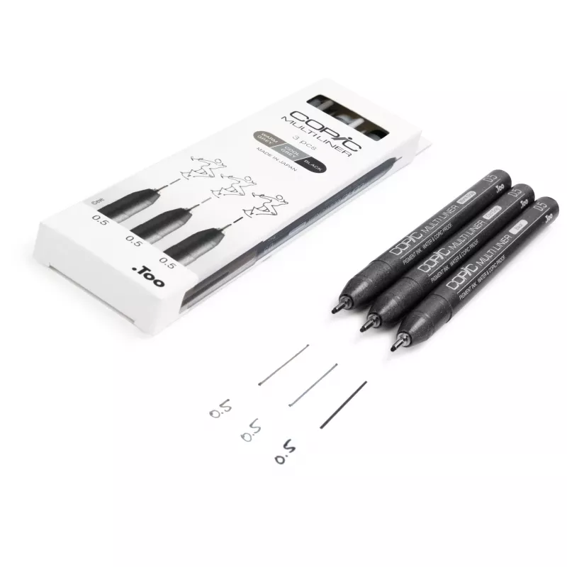 COPIC Multiliner finelineri musta 0,5 mm, 3 kpl (22075633)