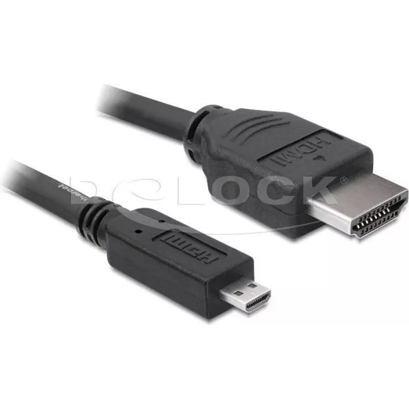 DeLOCK HDMI–Micro-HDMI-kaapeli 2 m, 32 AWG, High Speed Ethernetillä, 4K 82664