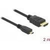 DeLOCK HDMI–Micro-HDMI-kaapeli 2 m, 32 AWG, High Speed Ethernetillä, 4K 82664