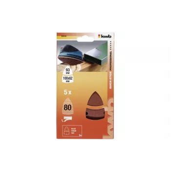 KWB 496108 delta-hiomapaperi, karkeus 80, 93 mm, 5 kpl:n pakkaus