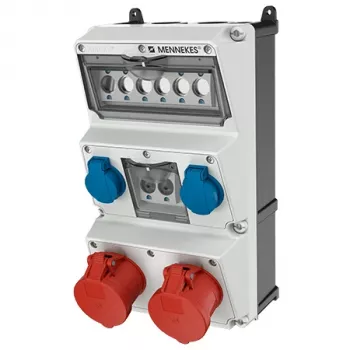 MENNEKES AMAXX seinään asennettava pistorasiayhdistelmä 930014, 32A 400V, 2x CEE + 2x Schuko, IP44