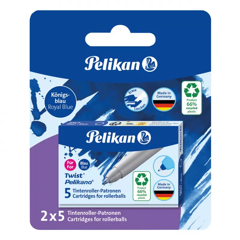 Pelikan kuulakärkikynän mustepatruunat 5 kpl:n pakkaus sininen (824705)
