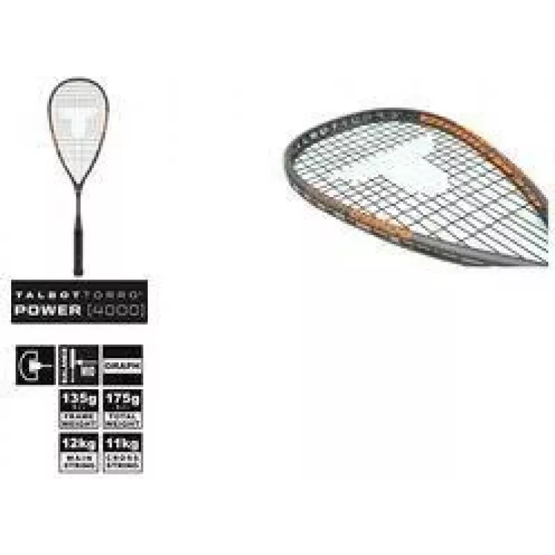 TALBOT TORRO Power 4000 squashmaila, musta/oranssi, tasapainoinen offensiivinen, Y-rakenne 251004