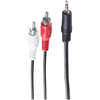 SHIVERPEAKS BASIC-S audiokaapeli, 2 x RCA-pistoke 3,5 mm:n plugiliittimeen, 2,5 m, stereo, musta BS30832-2.5
