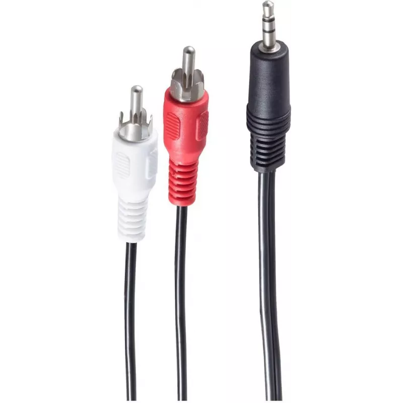 SHIVERPEAKS BASIC-S audiokaapeli, 2 x RCA-pistoke 3,5 mm:n plugiliittimeen, 2,5 m, stereo, musta BS30832-2.5